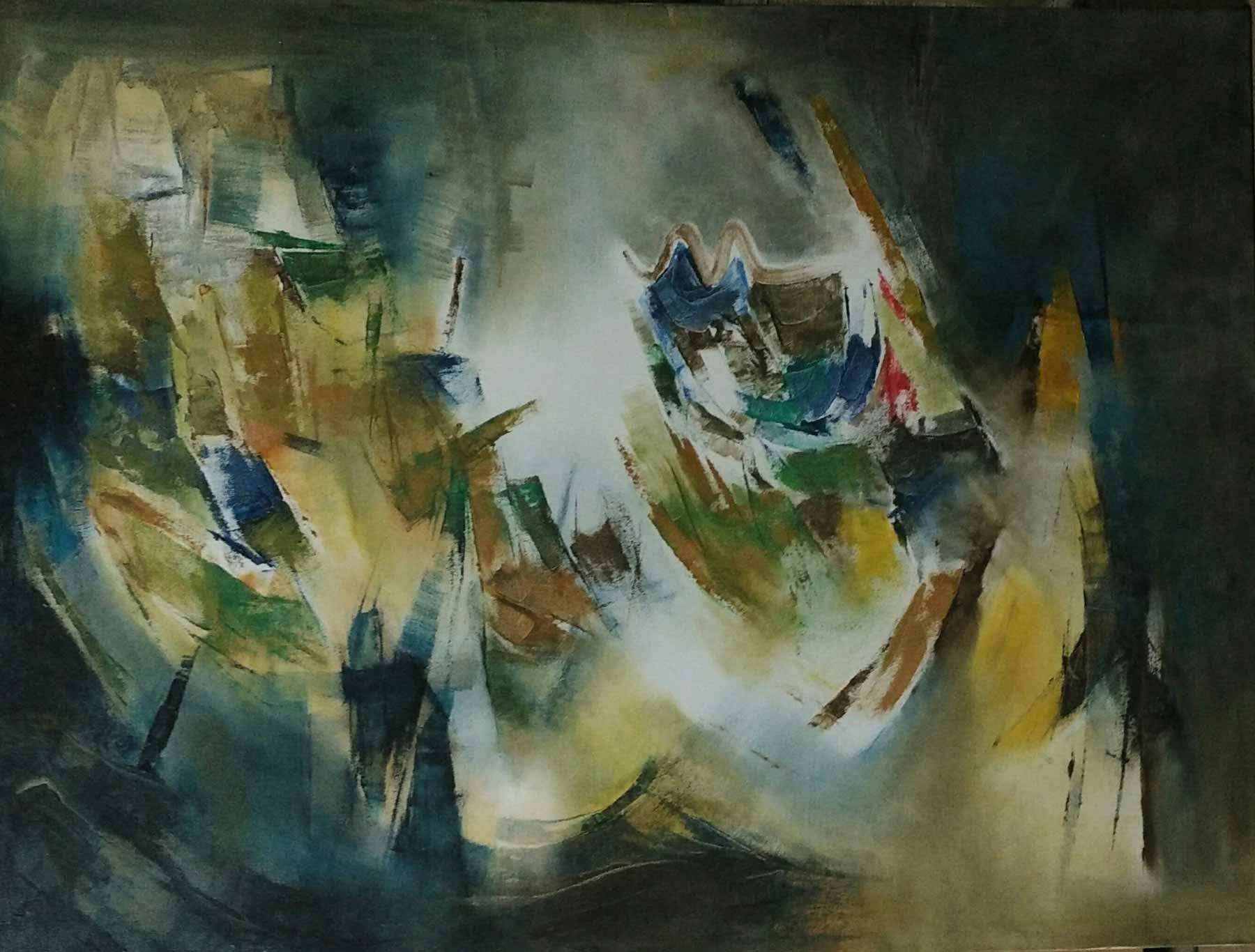 Abstract Painting with Oil on Canvas "Untitled-5" art by Mansing Katkar