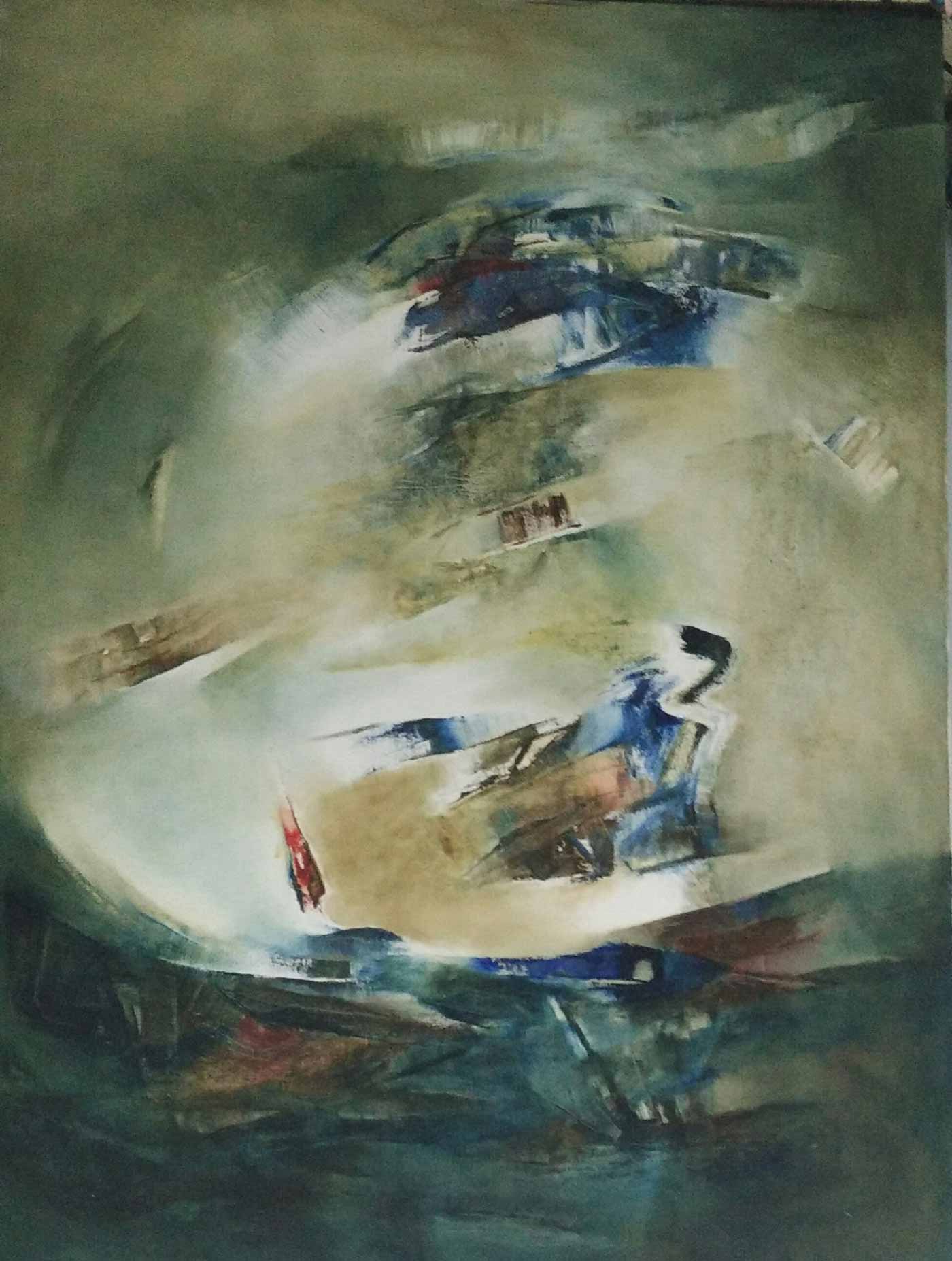 Abstract Painting with Oil on Canvas "Untitled-2" art by Mansing Katkar