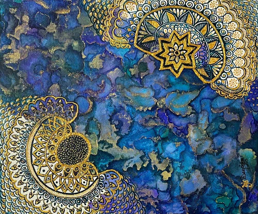 Mandala Painting with Mixed Media on Canvas Board "Untitled-2" art by Deepika  Bhansali