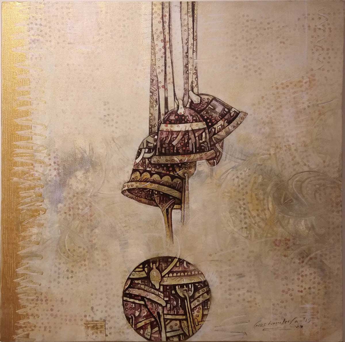 Contemporary Painting with Acrylic on Canvas "Bell-1" art by Bhader Singh