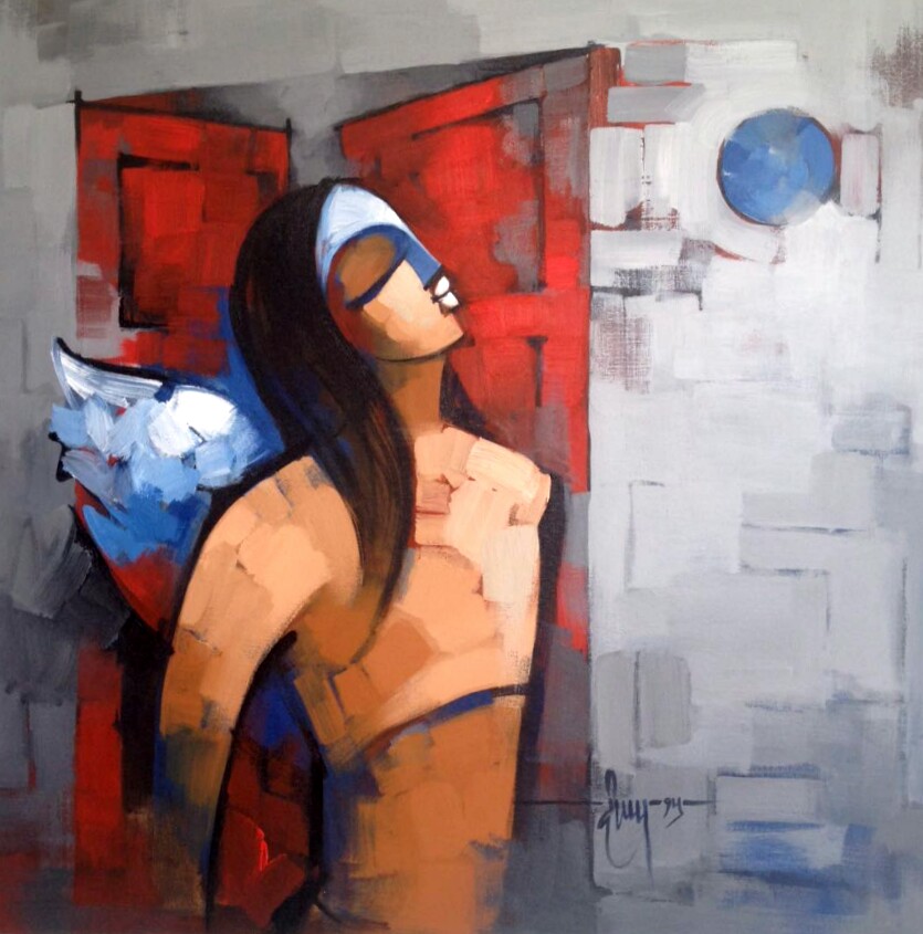 Semi Figurative Painting with Acrylic on Canvas "Untitled-6" art by Deepa Vedpathak