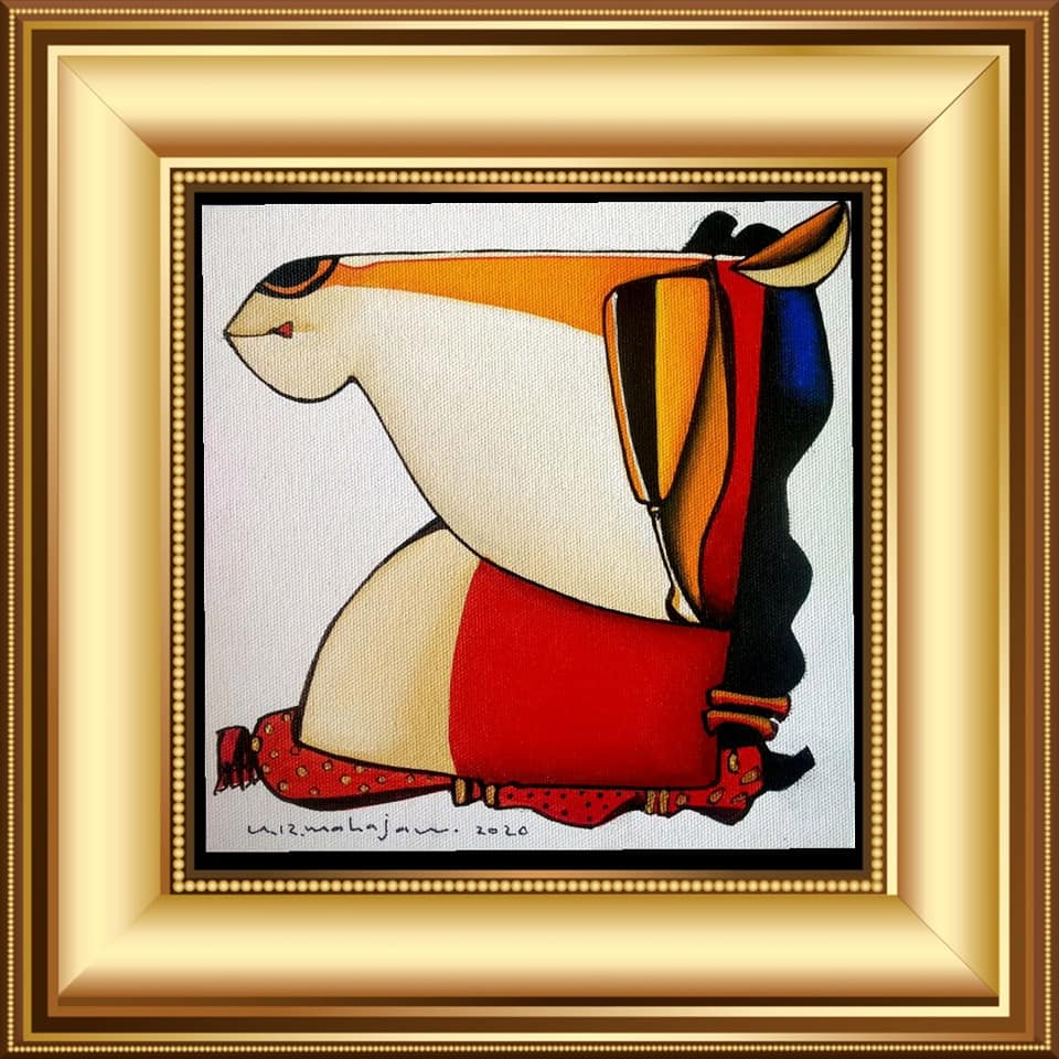 Figurative Painting with Acrylic on Canvas "Horse-1" art by Arvind Rajaram Mahajan