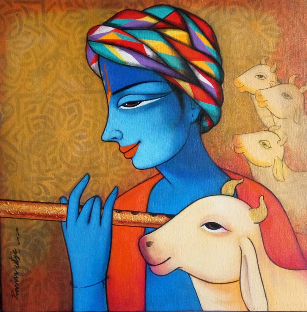 Figurative Painting with Acrylic on Canvas "Untitled-8" art by Pravin Utge