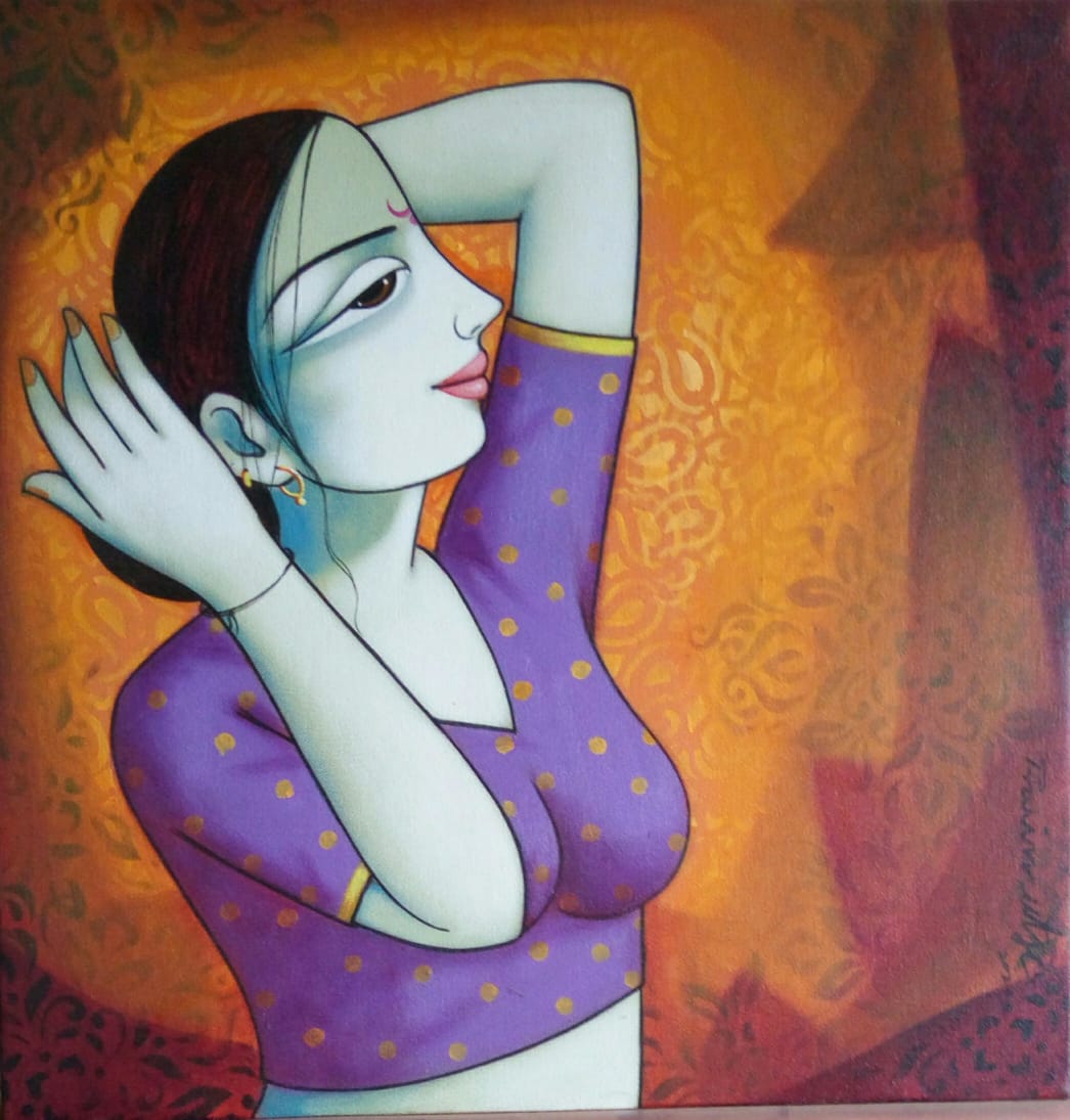 Figurative Painting with Acrylic on Canvas "Untitled-10" art by Pravin Utge