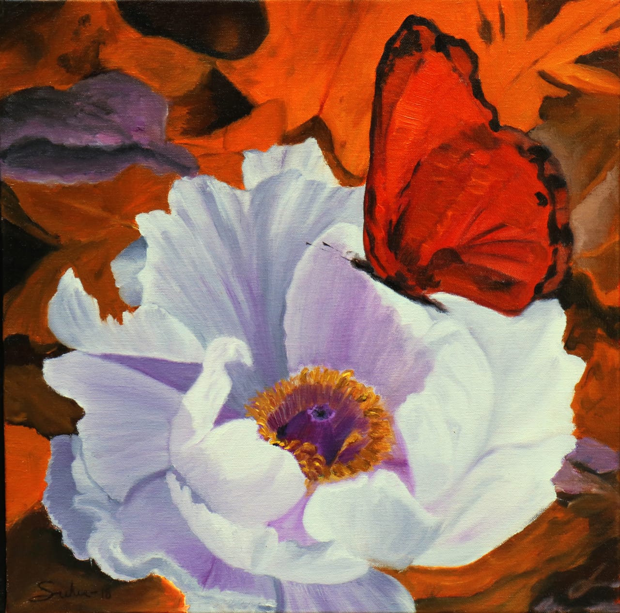 Realism Painting with Oil on Canvas "Butterfly-2" art by Sulakshana Dharmadhikari