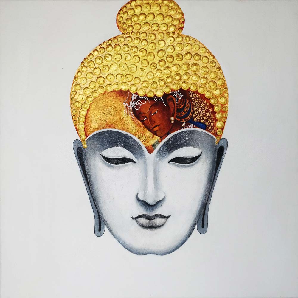 Portraiture Painting with Acrylic on Canvas "Buddha-2" art by Chandrakant Tajbije