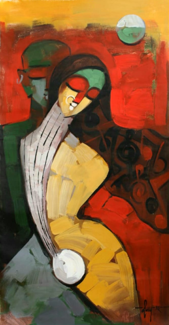 Figurative Painting with Acrylic on Canvas "Untitled-9" art by Deepa Vedpathak