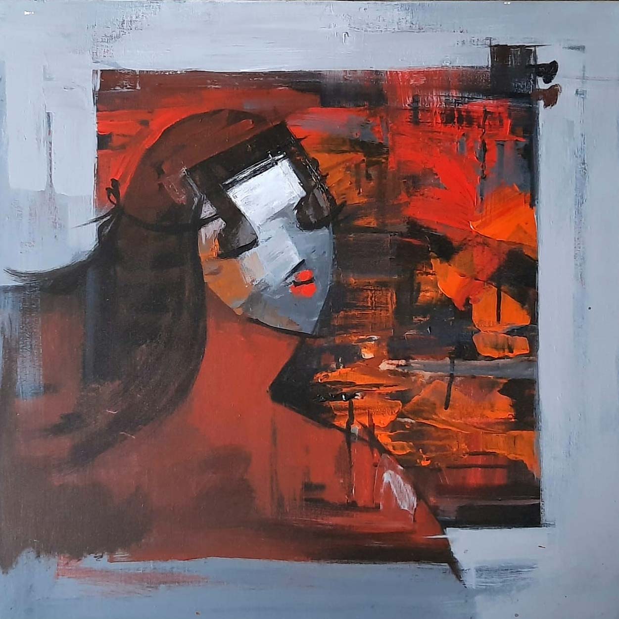 Contemporary Painting with Acrylic on Canvas "Untitled-8" art by Deepa Vedpathak