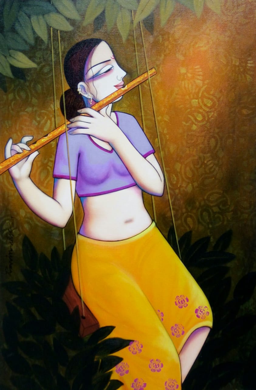 Figurative Painting with Acrylic on Canvas "Untitled-12" art by Pravin Utge