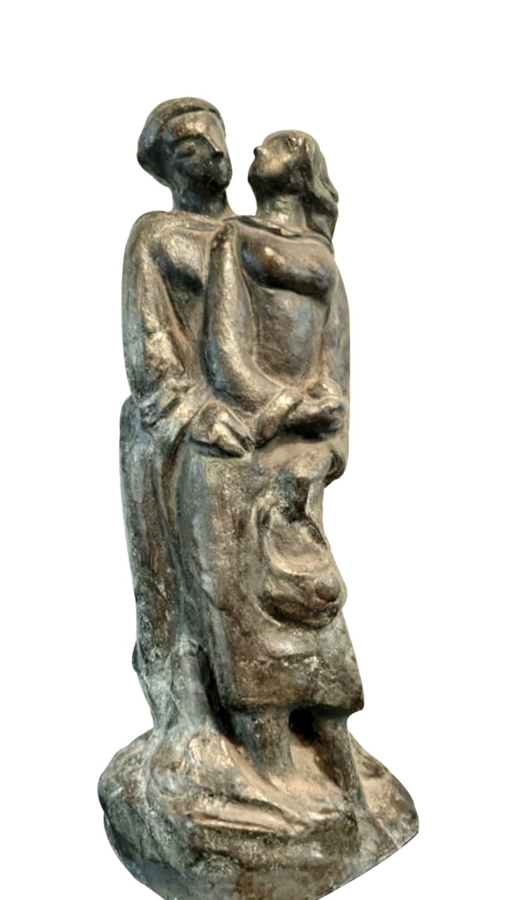 Figurative Sculpture with Bronze"Lovers" art by Sanjiv Sankkpal