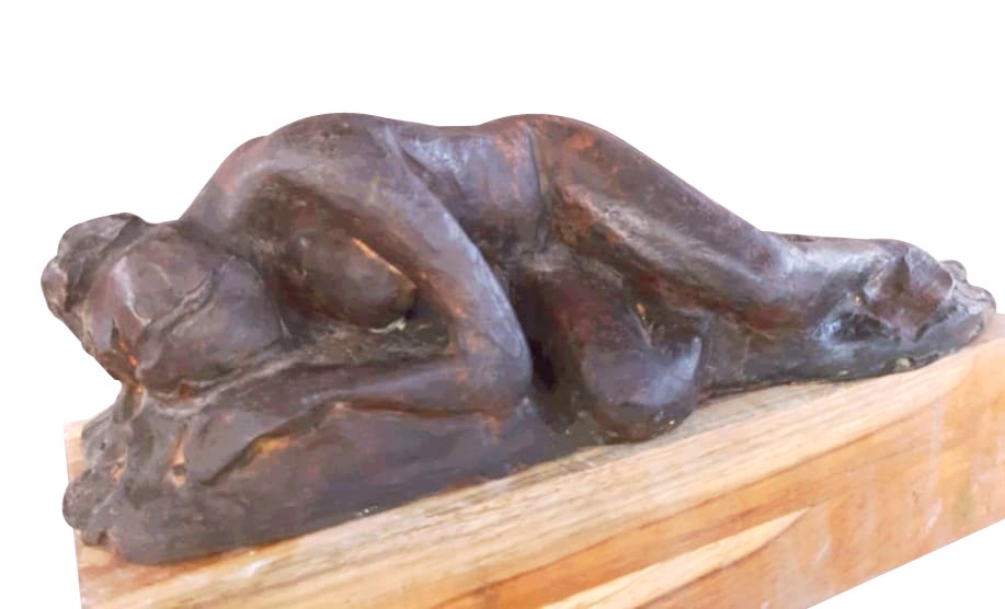Figurative Sculpture with Bronze"Sleeping Nude Woman" art by Sanjiv Sankkpal