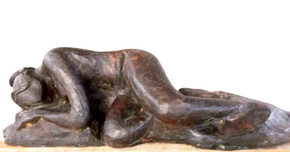 Figurative Sculpture with Bronze"Sleeping Nude Woman" art by Sanjiv Sankkpal