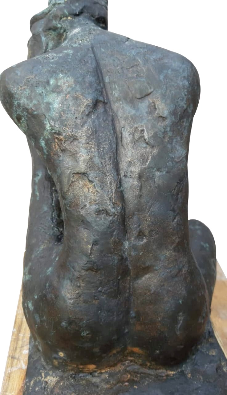 Figurative Sculpture with Bronze"Sitting Nude" art by Sanjiv Sankkpal