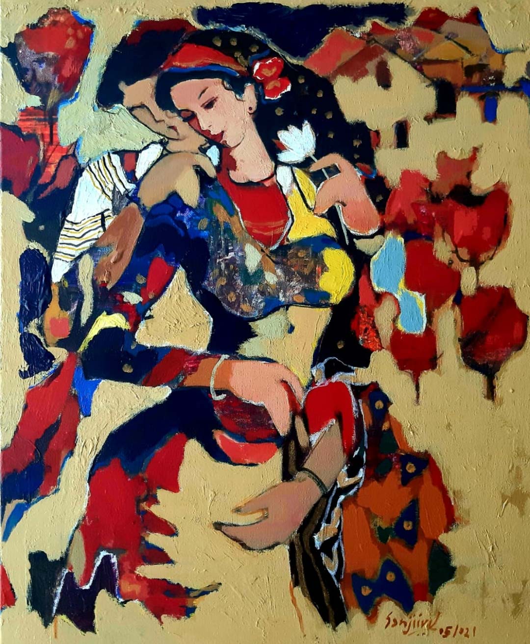 Figurative Painting with Acrylic on Canvas "Untitled-1" art by Sanjiv Sankkpal