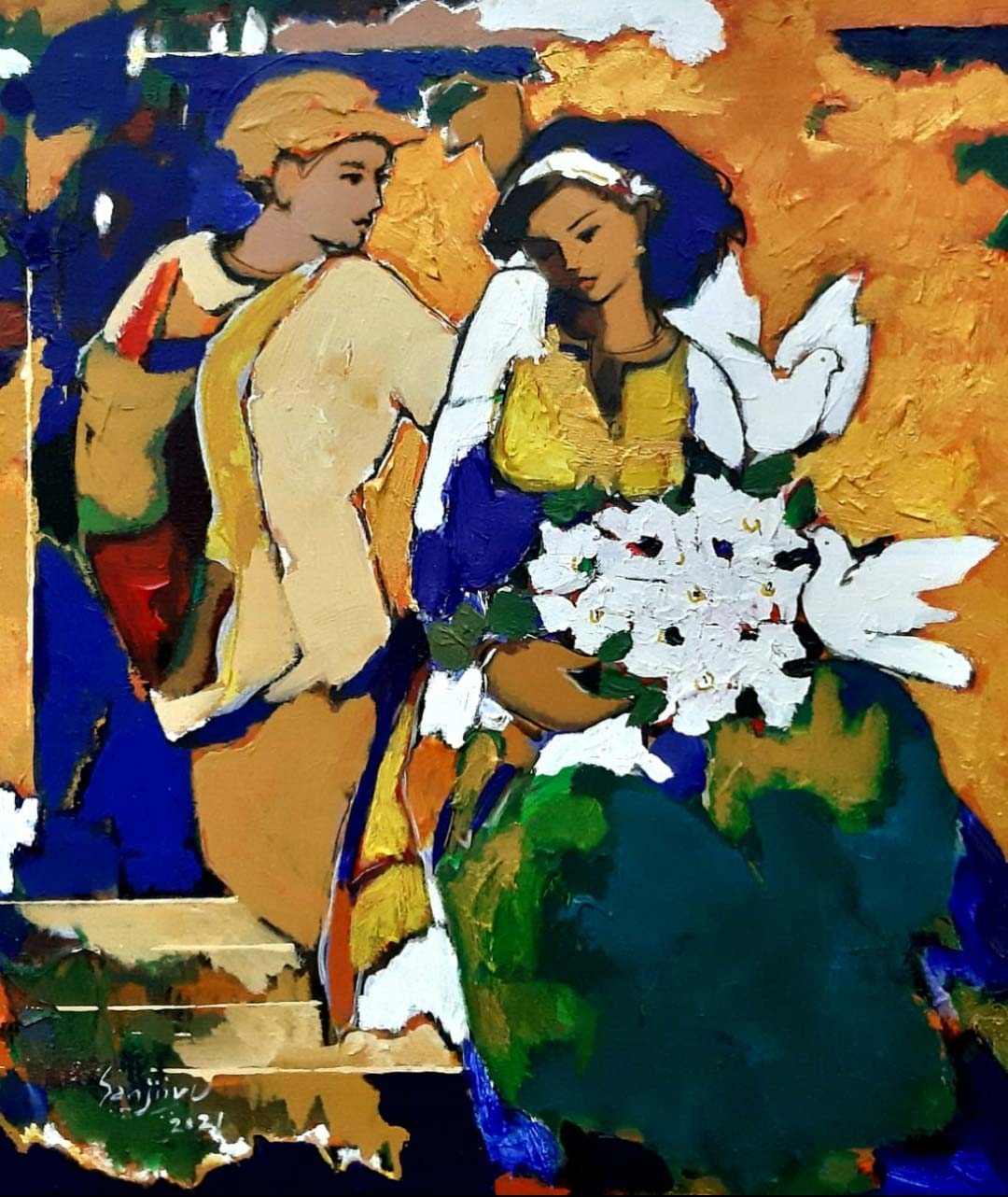 Figurative Painting with Acrylic on Canvas "Untitled-2" art by Sanjiv Sankkpal