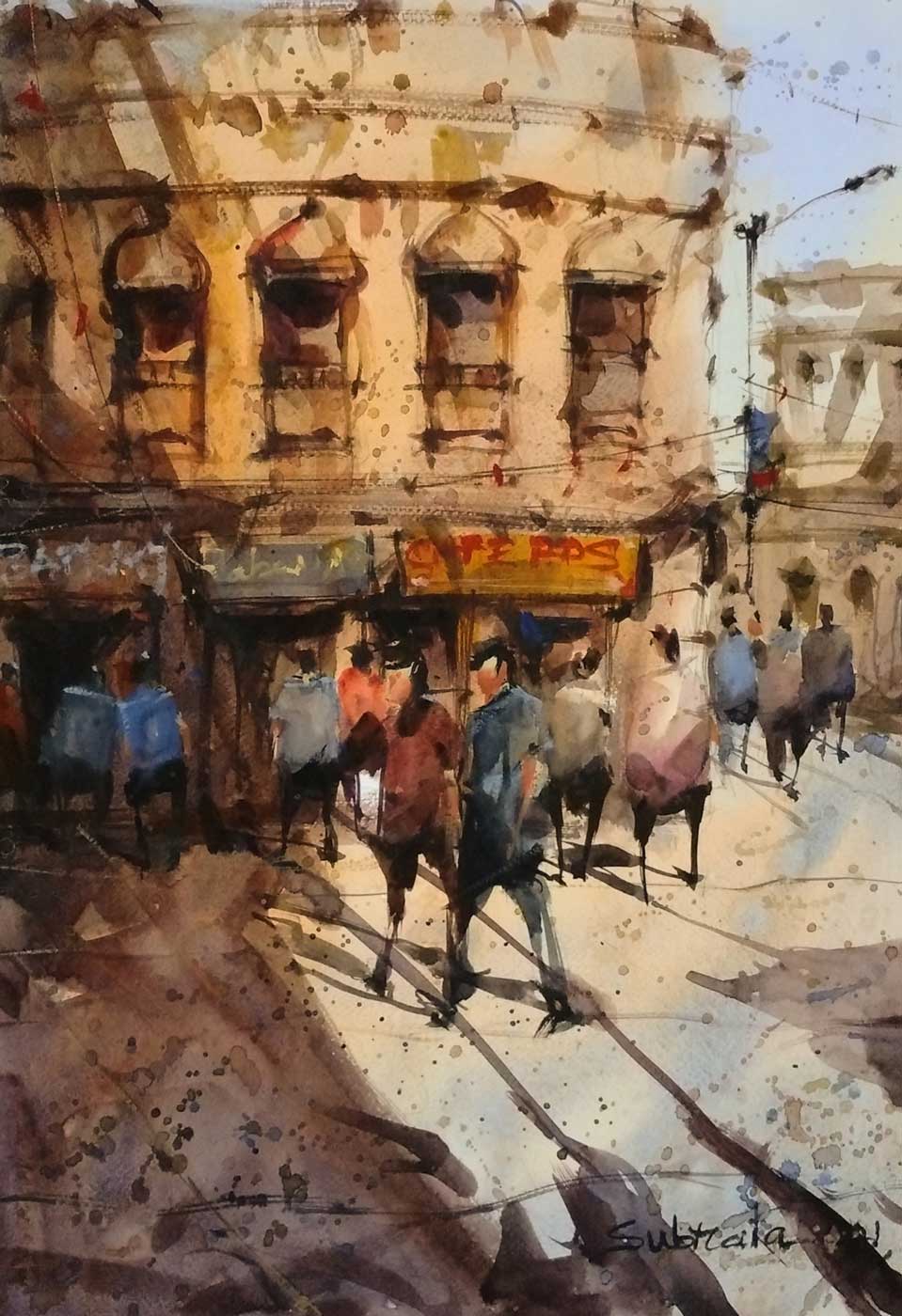 Figurative Painting with Watercolor on Paper "Untitled-2" art by Subrata Malakar