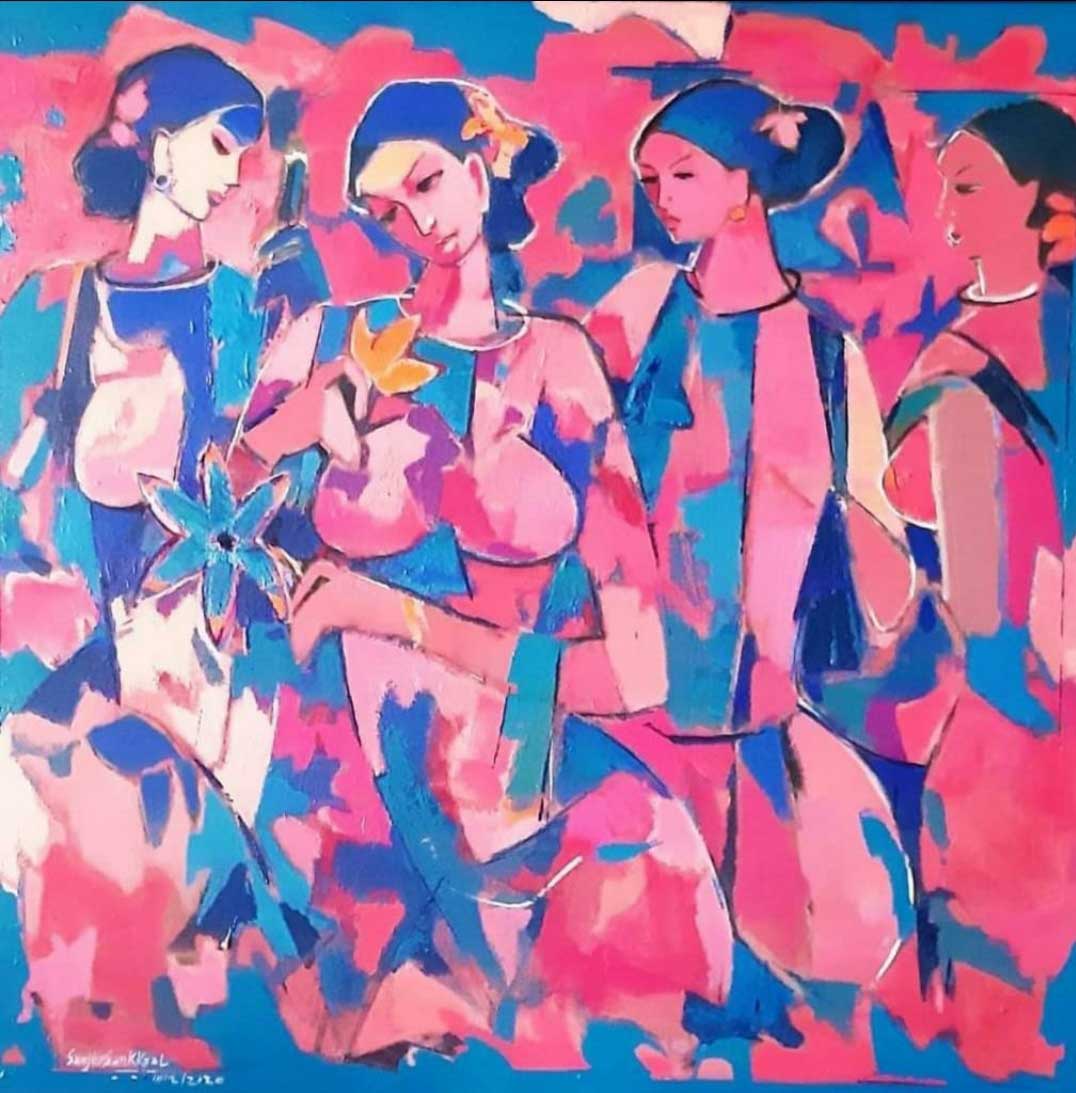 Contemporary Painting with Acrylic on Canvas "Untitled-5" art by Sanjiv Sankkpal