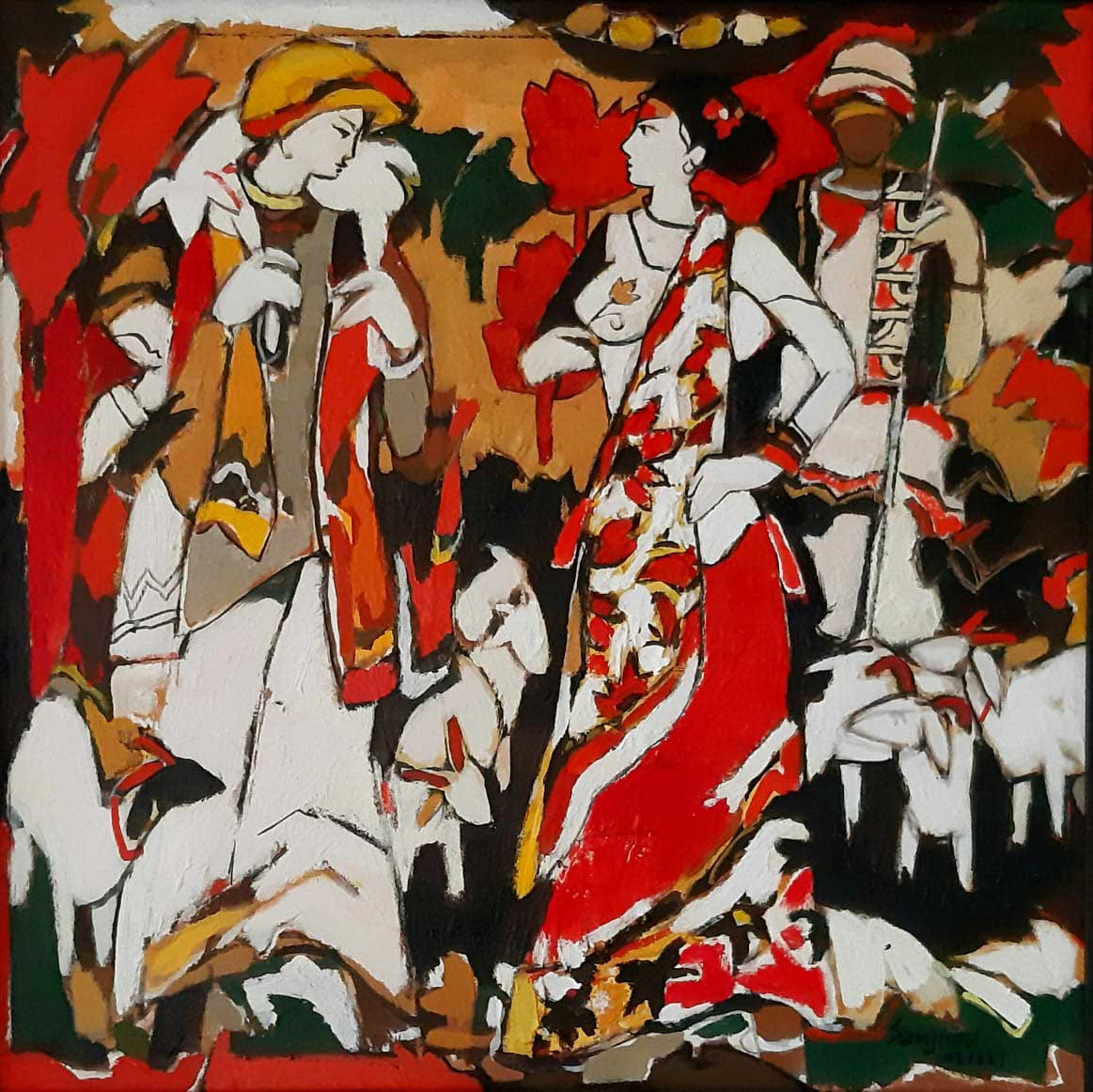 Contemporary Painting with Acrylic on Canvas "Untitled-7" art by Sanjiv Sankkpal