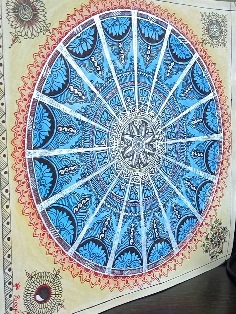 Mandala Drawing with Mixed Media on Paper "Untitled-4" art by Deepika  Bhansali