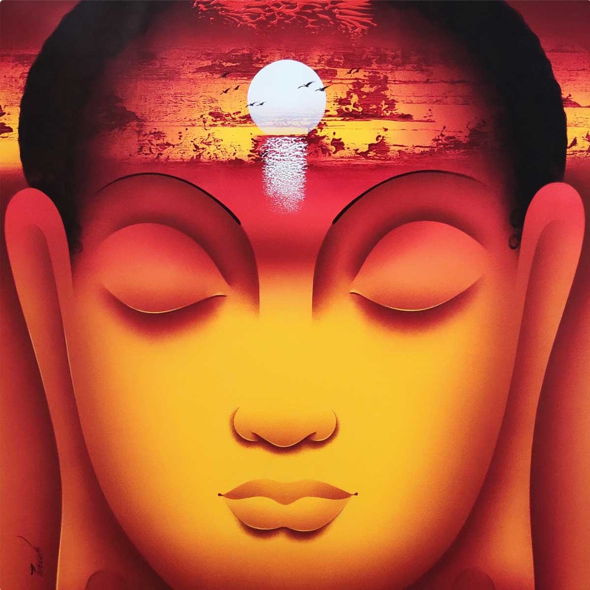 Buy Buddha Painting with Acrylic on Canvas by Paras Parmar | IndiGalleria