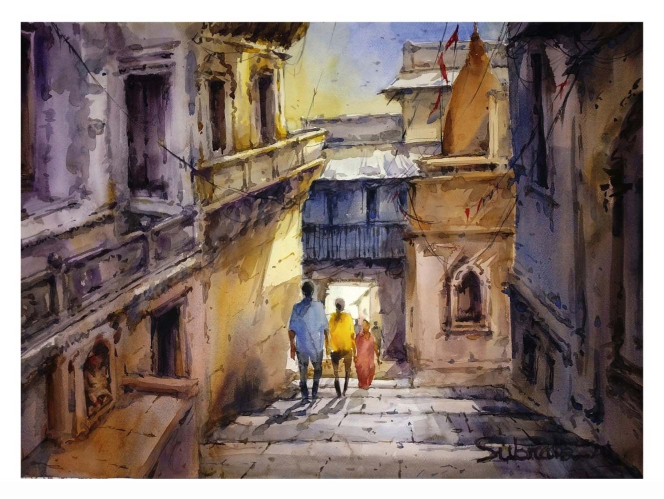 Semi Realistic Painting with Watercolor on Fabriano "Banaras-3" art by Subrata Malakar