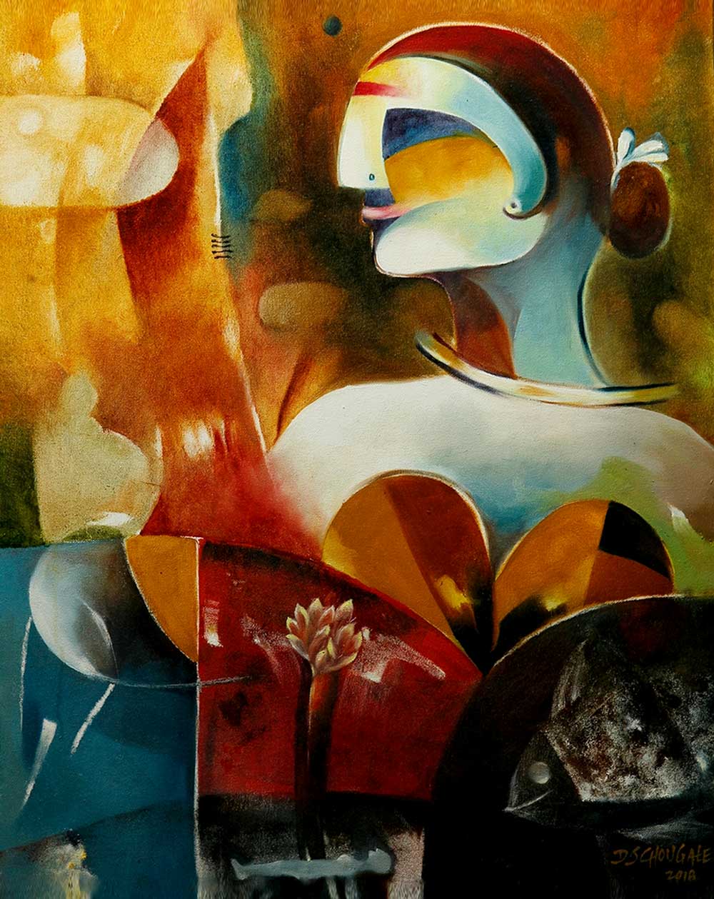 Figurative Painting with Oil on Canvas "Untitled-1" art by Dr D S Chougale