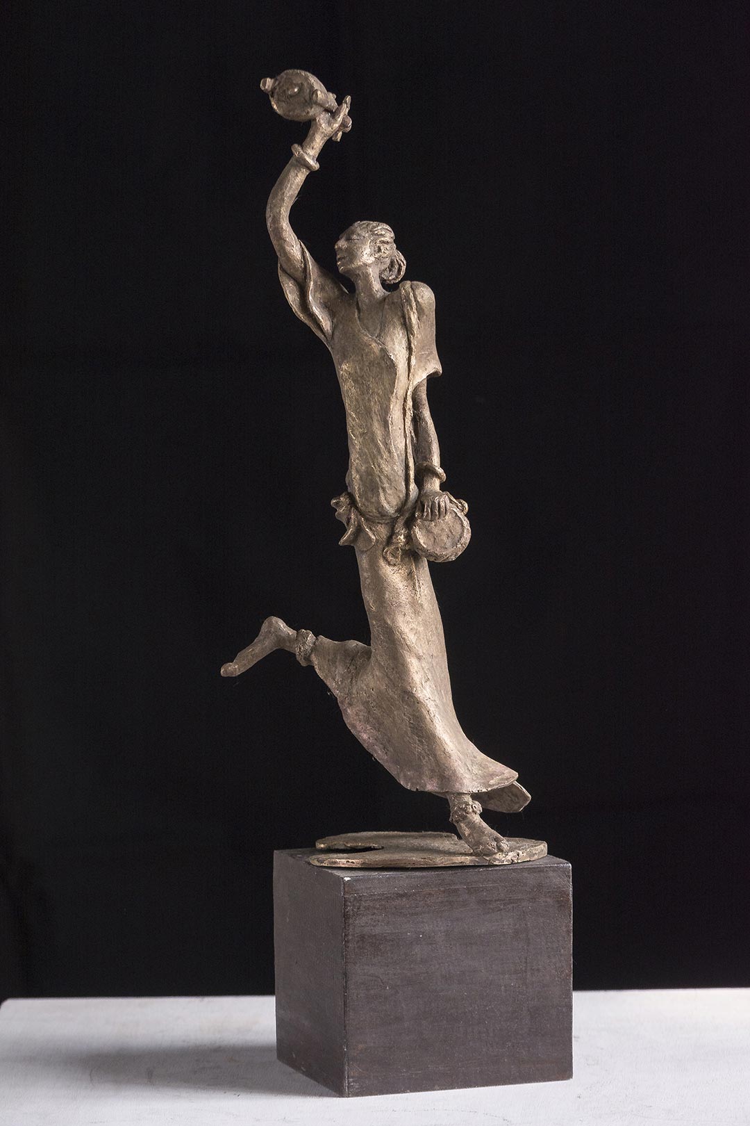 Figurative Sculpture with Bronze"Boula-3" art by Prabir Roy