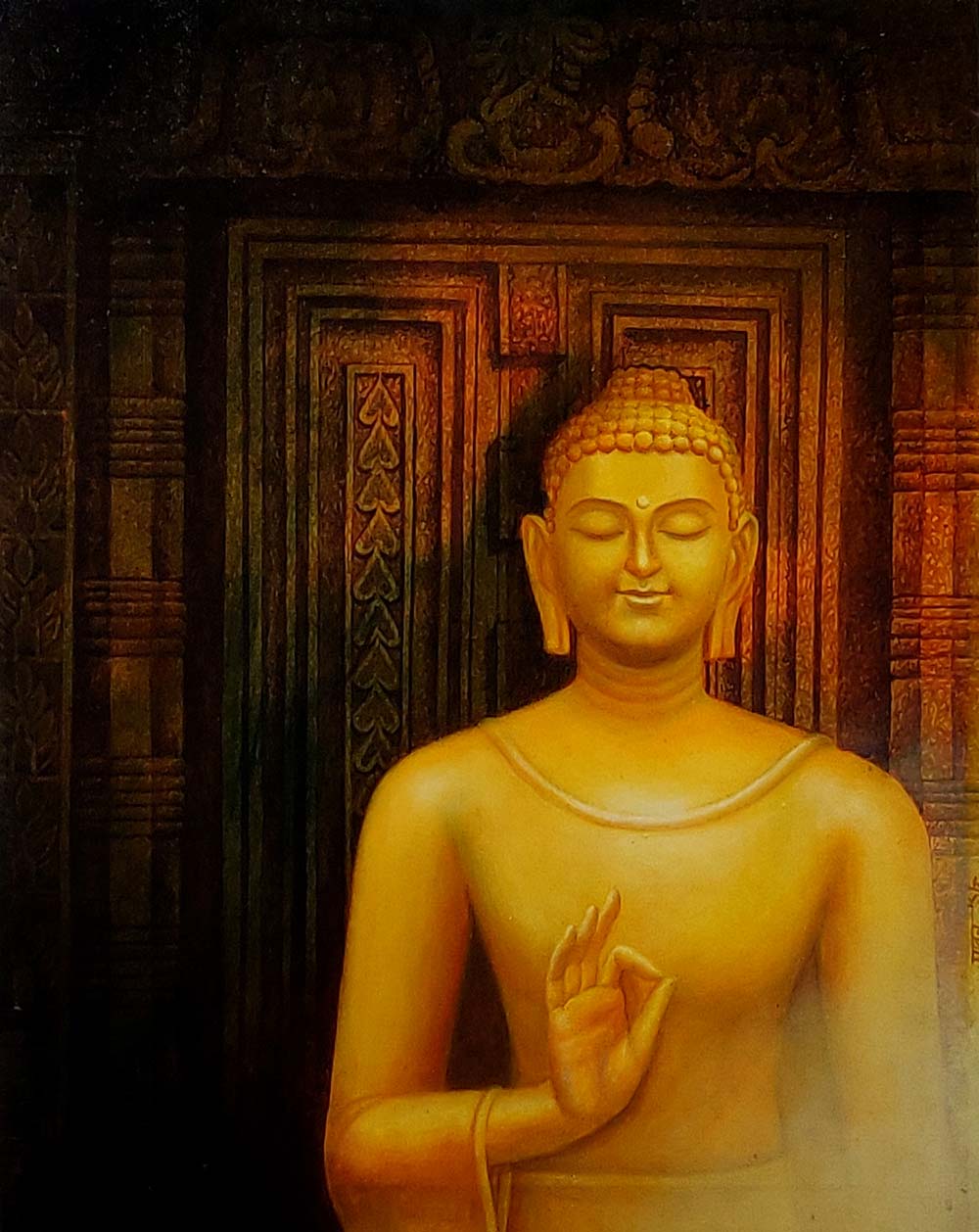 Portraiture Painting with Acrylic on Canvas "Buddha-1" art by Aninda Adhikary