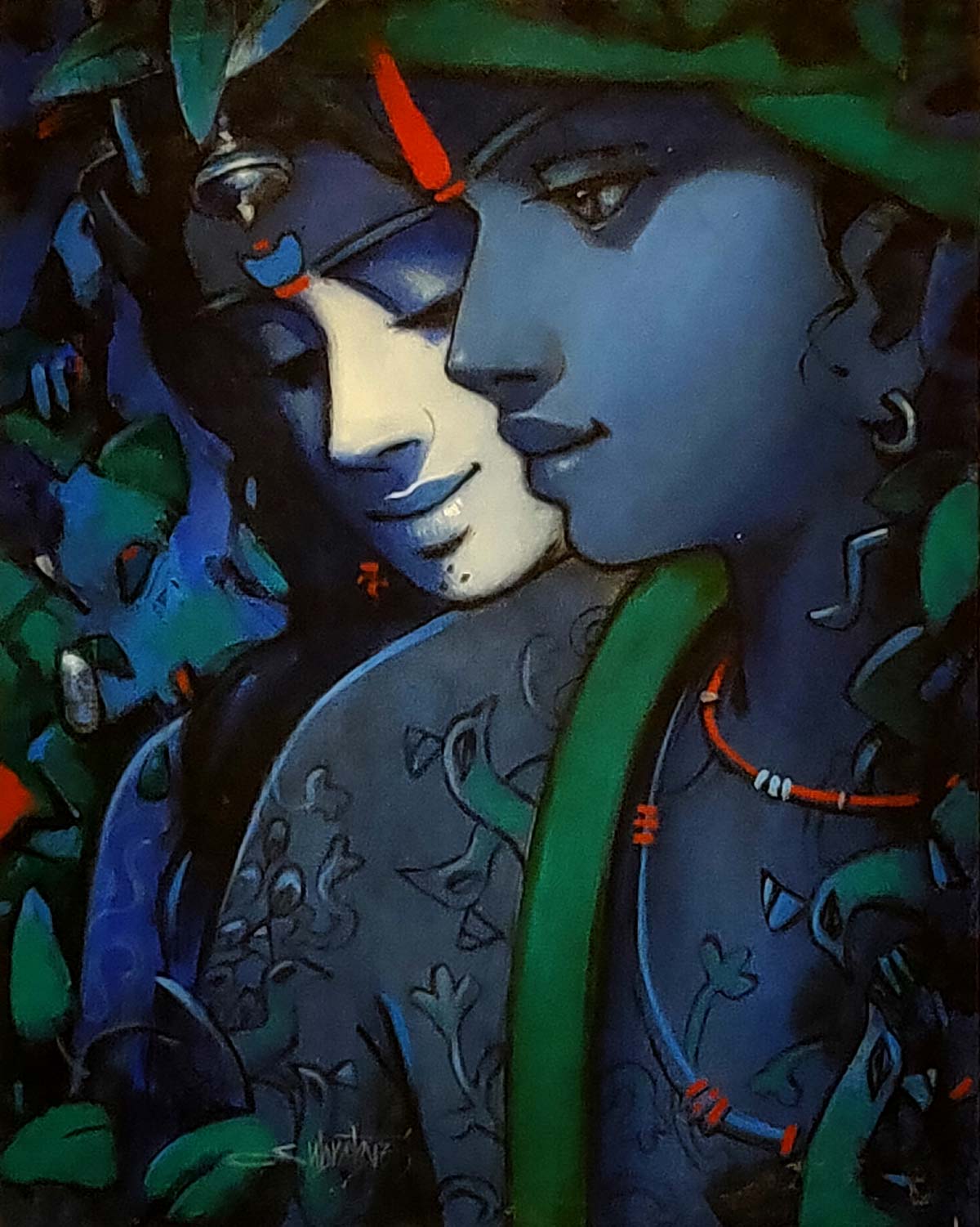 Figurative Painting with Acrylic on Canvas "Tune of Love-5" art by Aninda Adhikary