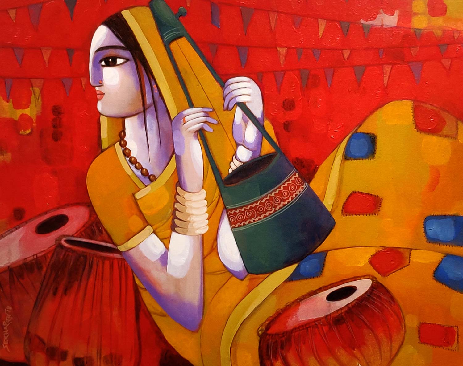 Buy Baul-2 Painting with Acrylic on Canvas by Sekhar Roy | IndiGalleria