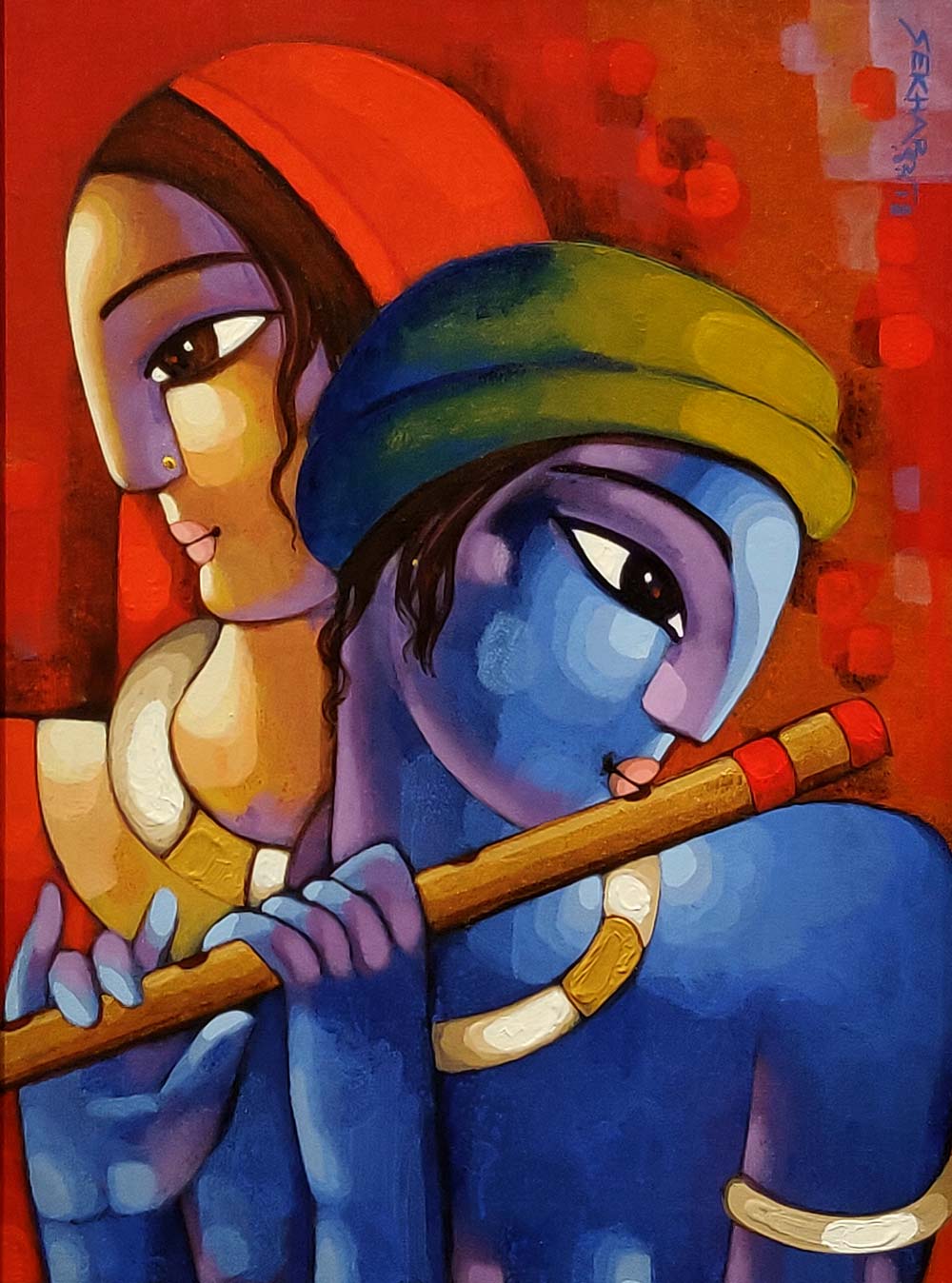 Buy Radha-Krishna-3 Painting with Acrylic on Canvas by Sekhar Roy ...
