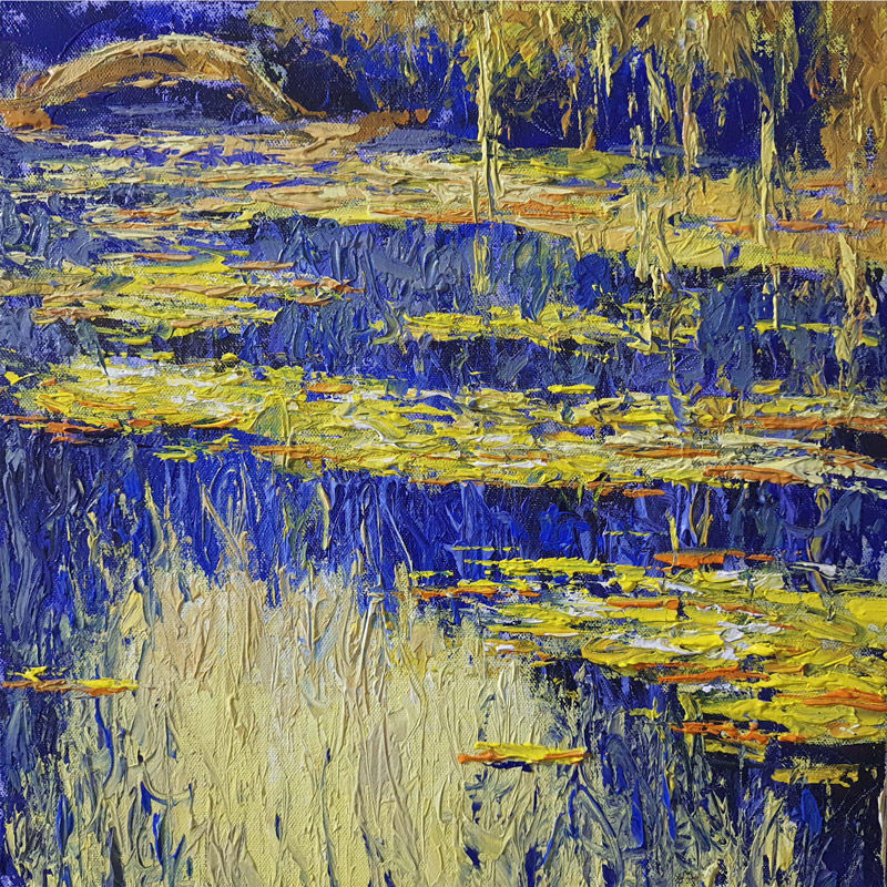 Contemporary Painting with Acrylic on Canvas "Pond" art by Ganesh Mhatre