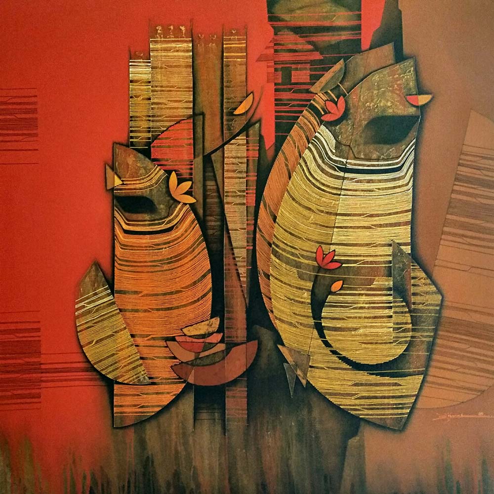 Contemporary Painting with Acrylic on Canvas "Untitled-4" art by Rahul Dangat
