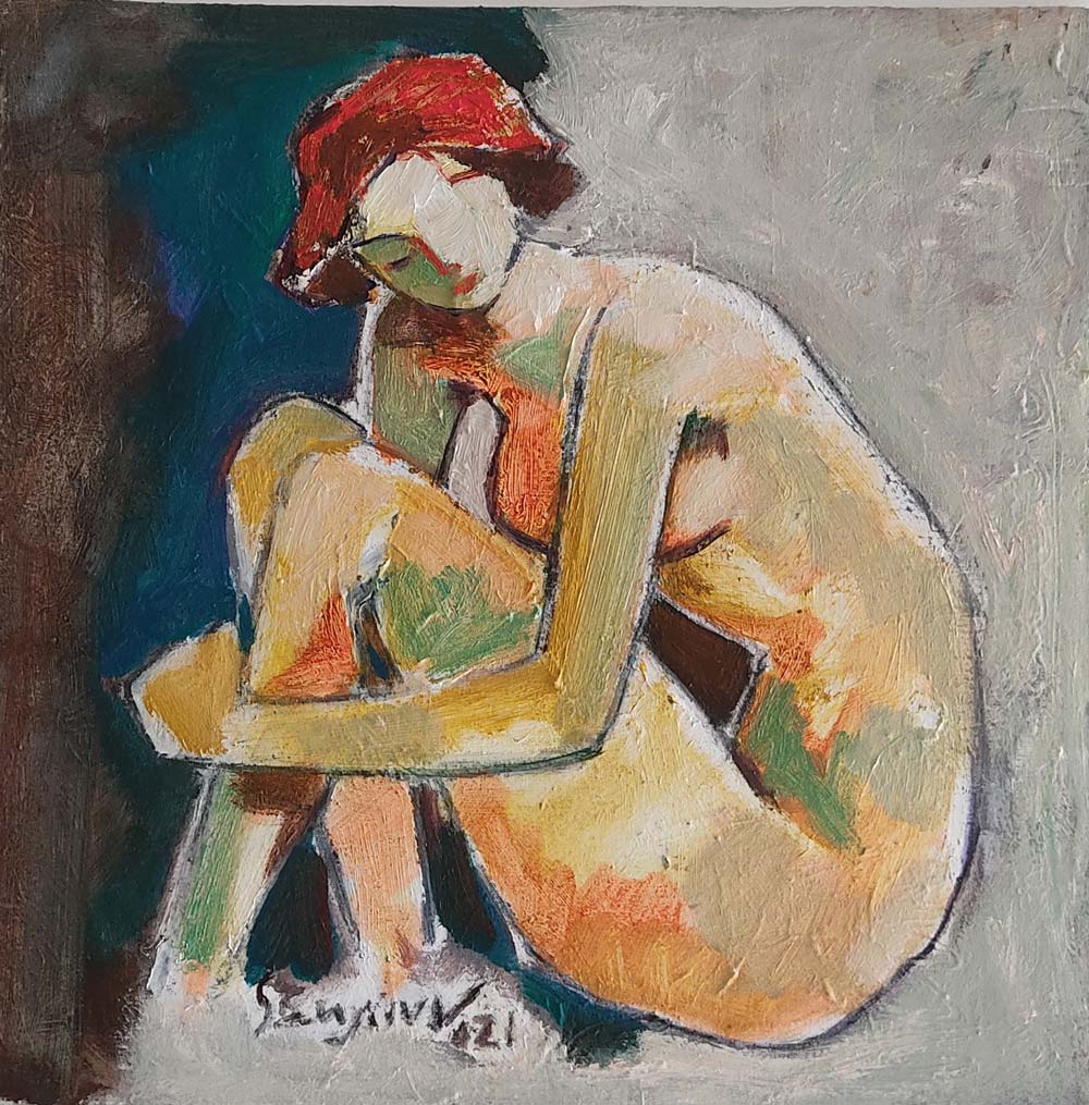 Figurative Painting with Oil on Canvas "Untitled-EP18" art by Sanjiv Sankkpal