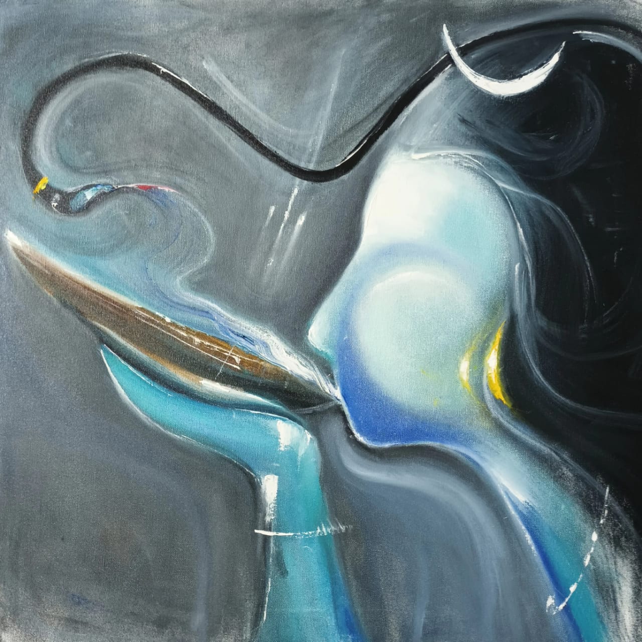 Figurative Painting with Oil on Canvas "Shiva-4" art by Shiv Lal Bagria