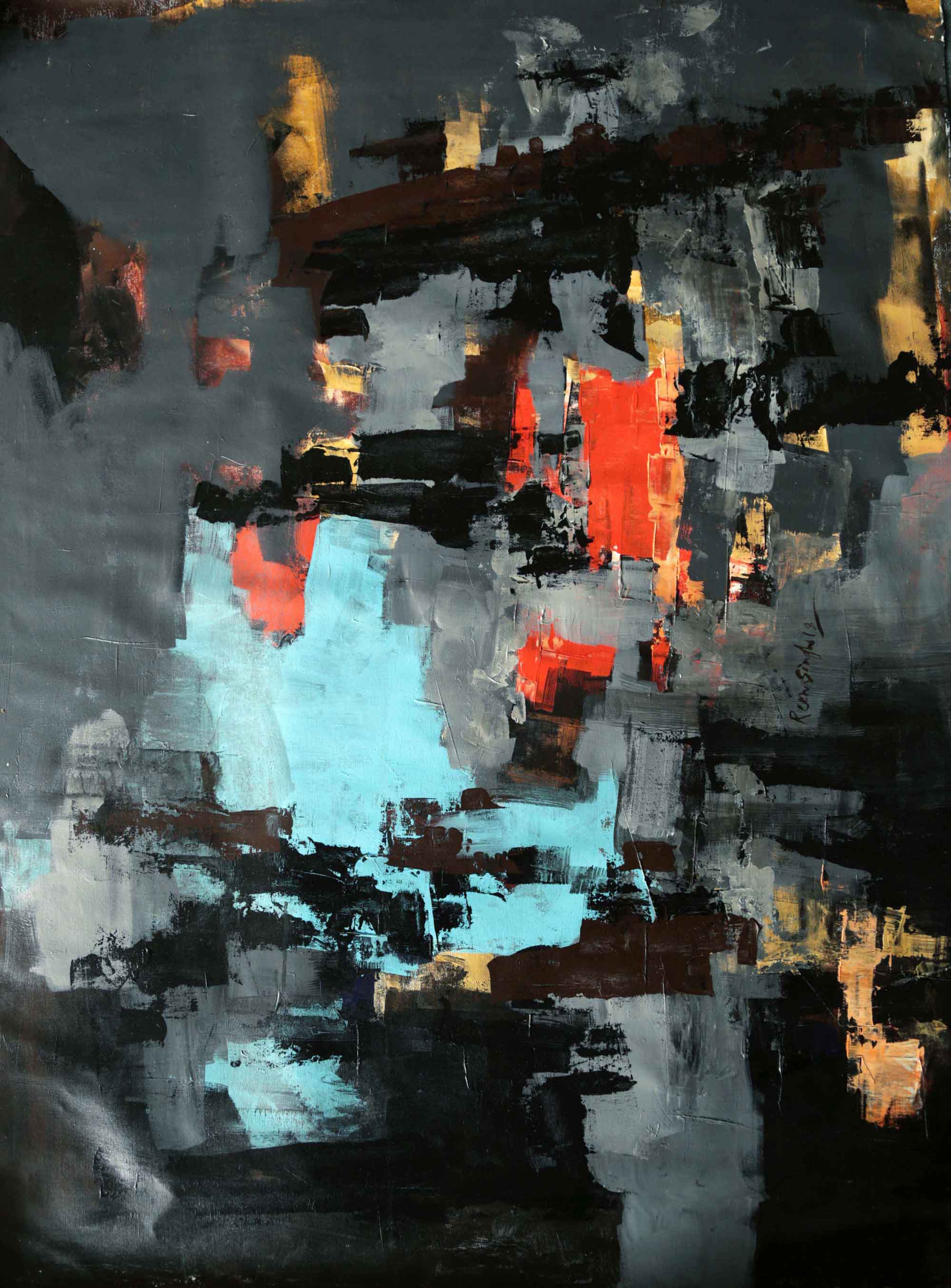 Abstract Painting with Acrylic on Canvas "Untitled-3" art by Reena Singh