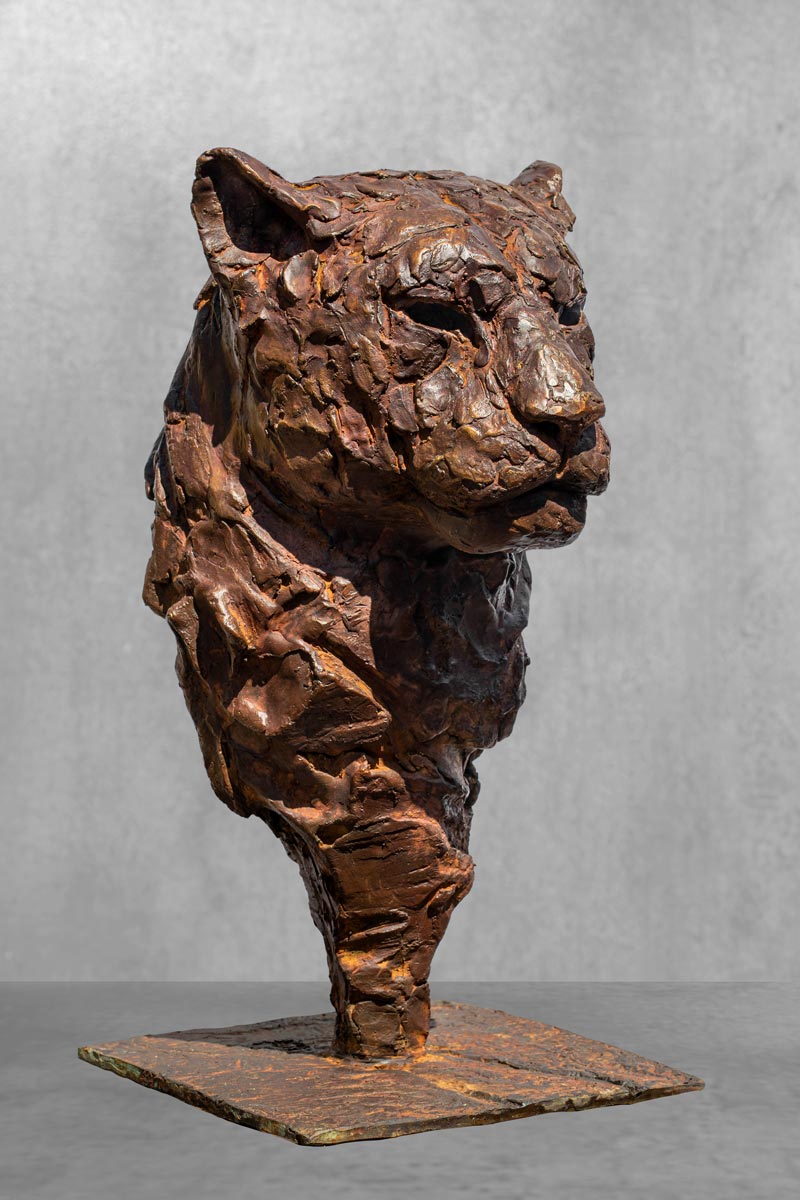 Figurative Sculpture with Bronze"Leopard" art by Sanjiv Sankkpal