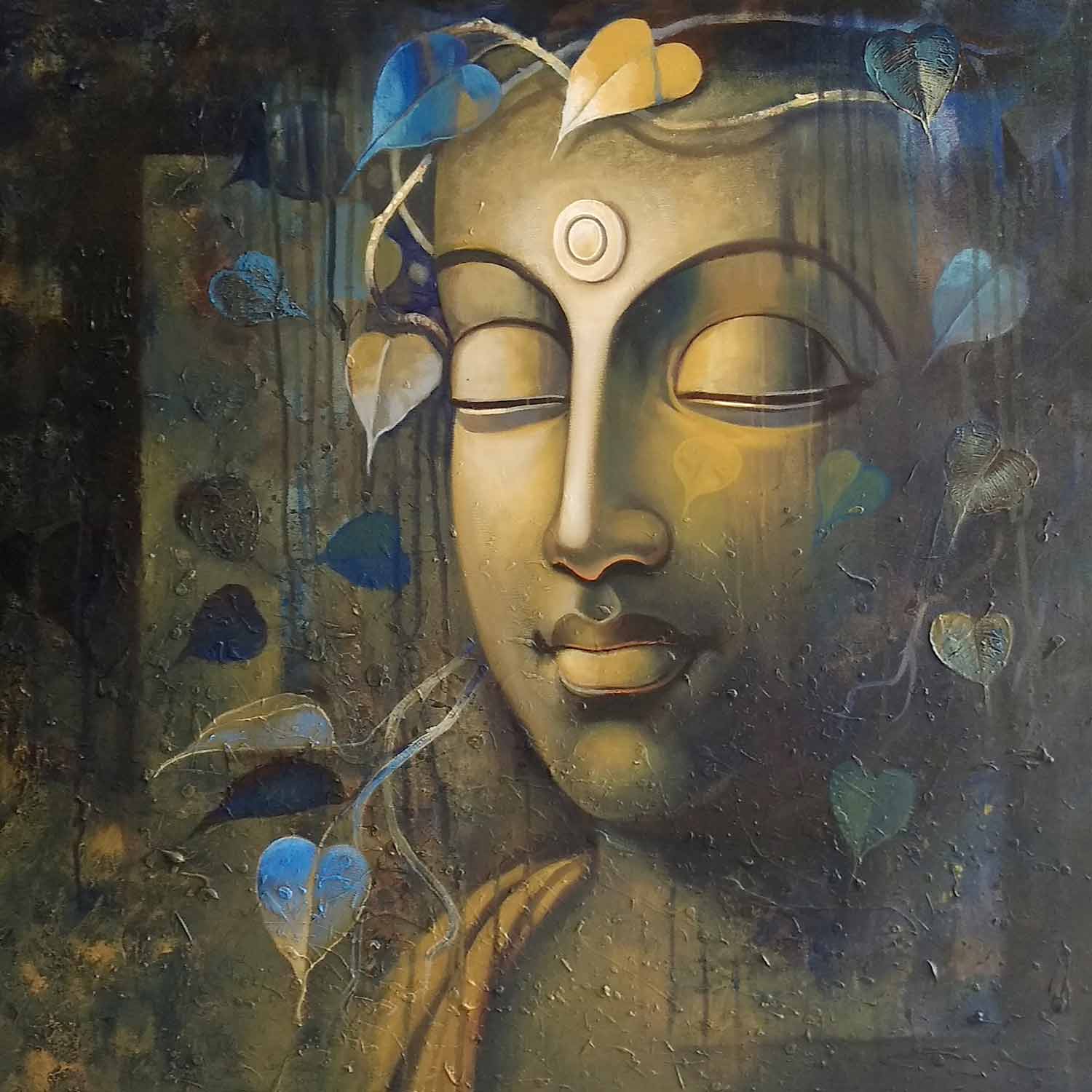 Portraiture Painting with Acrylic on Canvas "Buddha-5" art by Sanjay Lokhande