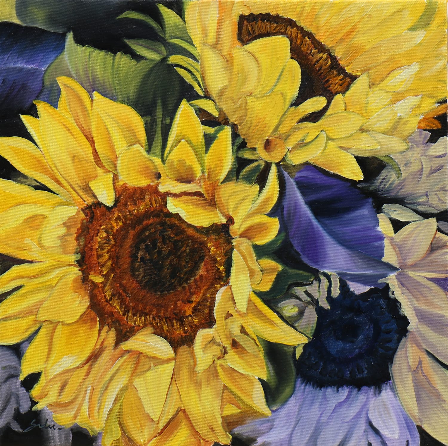 Realism Painting with Oil on Canvas "Flowers-2" art by Sulakshana Dharmadhikari