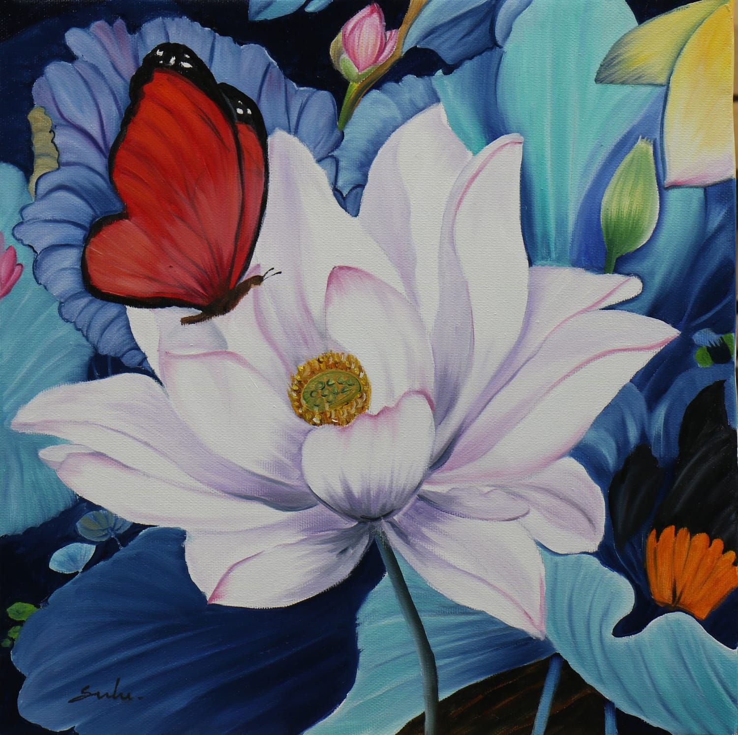 Realism Painting with Oil on Canvas "Flowers-4" art by Sulakshana Dharmadhikari