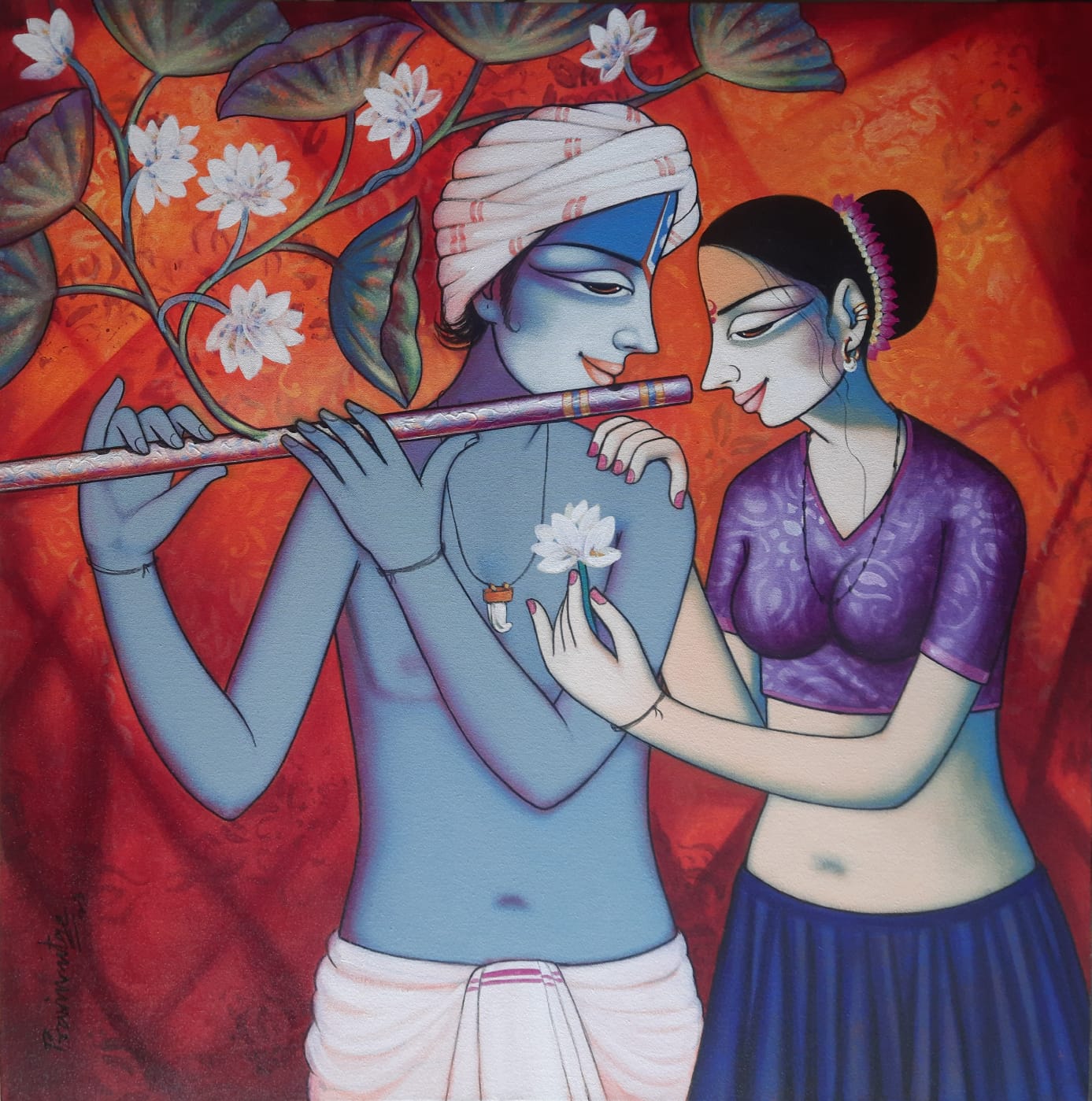 Figurative Painting with Acrylic on Canvas "Untitled" art by Pravin Utge