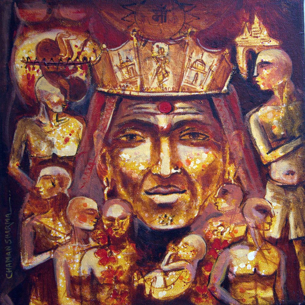 Figurative Painting with Acrylic on Canvas Board "Untitled" art by Chaman Sharma