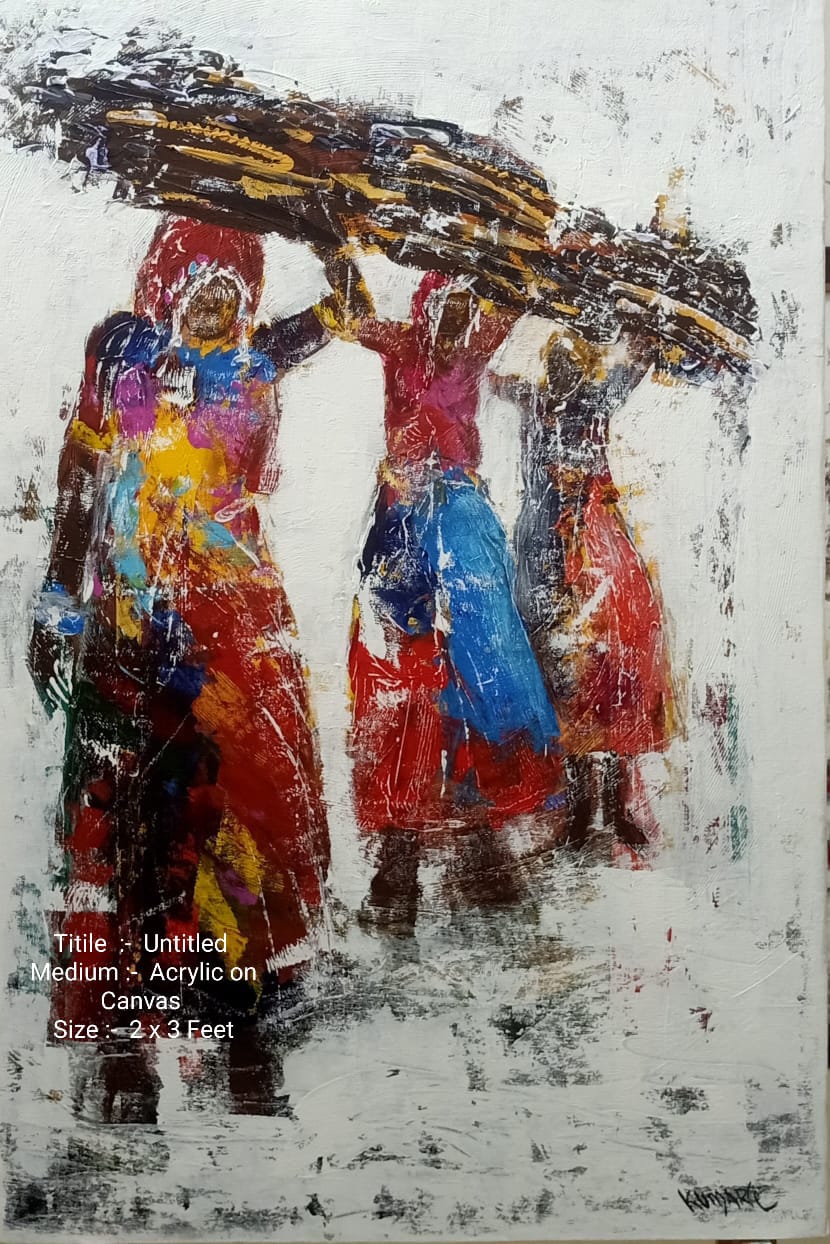 Figurative Painting with Acrylic on Canvas "Untitled-3" art by Kumar Gaikwad