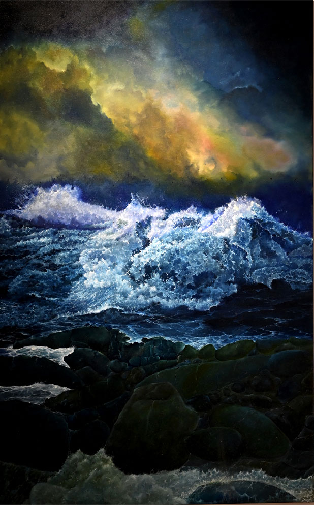 Realism Painting with Oil on Canvas "Seascape-2" art by Kaustav Jyoti Dasgupta