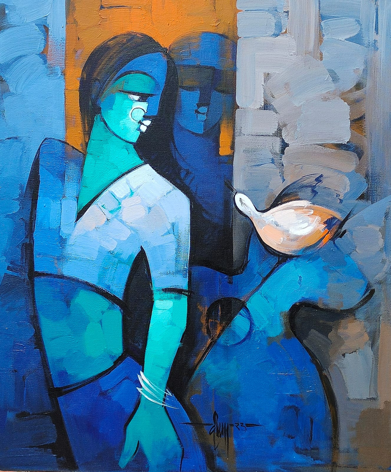 Figurative Painting with Acrylic on Canvas "Untitled-3" art by Deepa Vedpathak
