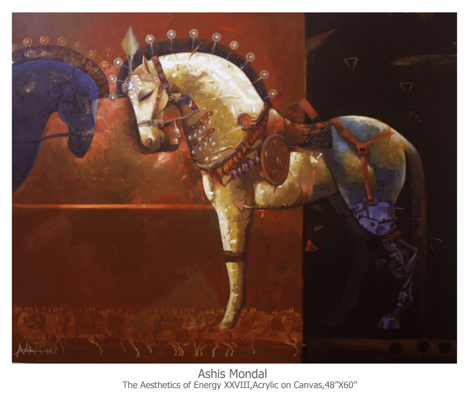 Figurative Painting with Acrylic on Canvas "The Aesthetic of Energy 28" art by Ashis Mondal