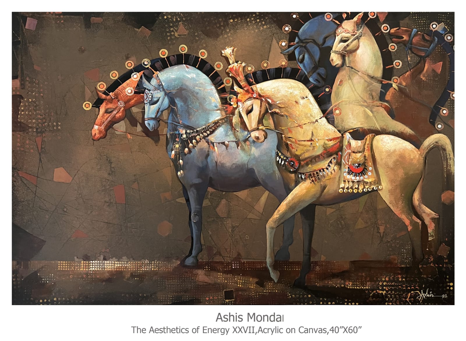 Figurative Painting with Acrylic on Canvas "The Aesthetic of Energy 27" art by Ashis Mondal