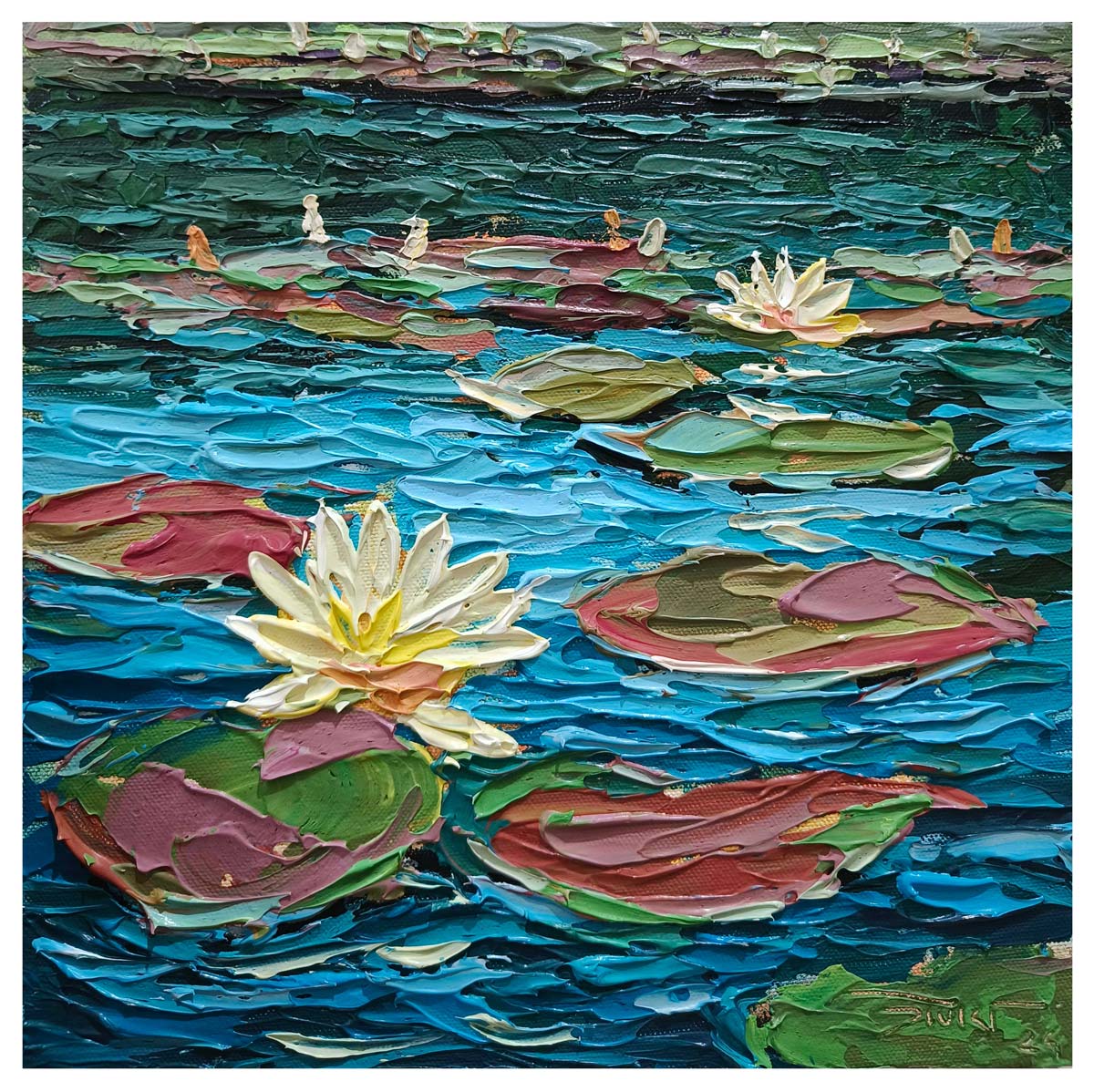 Contemporary Painting with Acrylic on Canvas "Lotus-2" art by Ganesh Mhatre