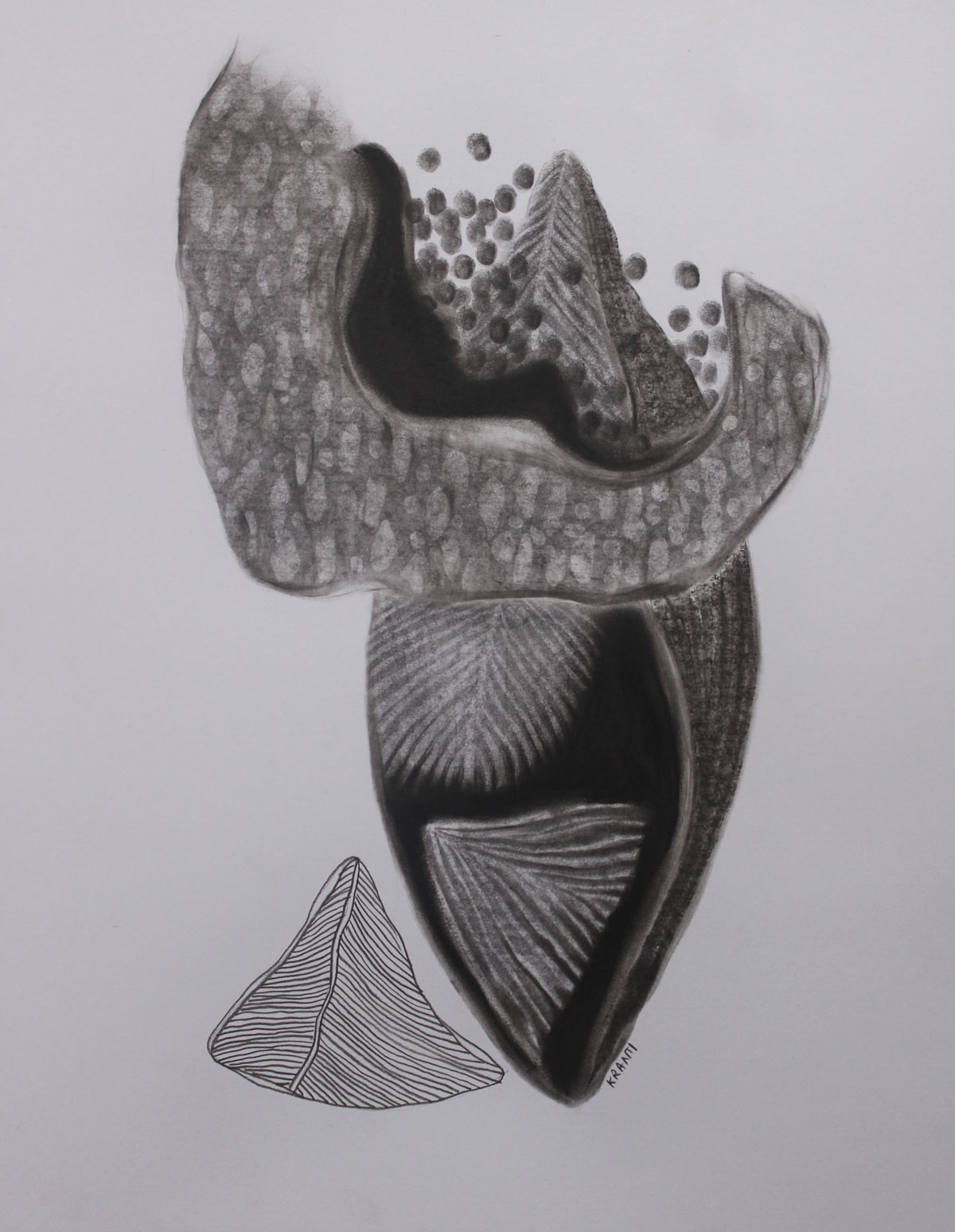 Contemporary Drawing with Charcoal on Paper "Untitled-1 (2111)" art by Kranti Bankar