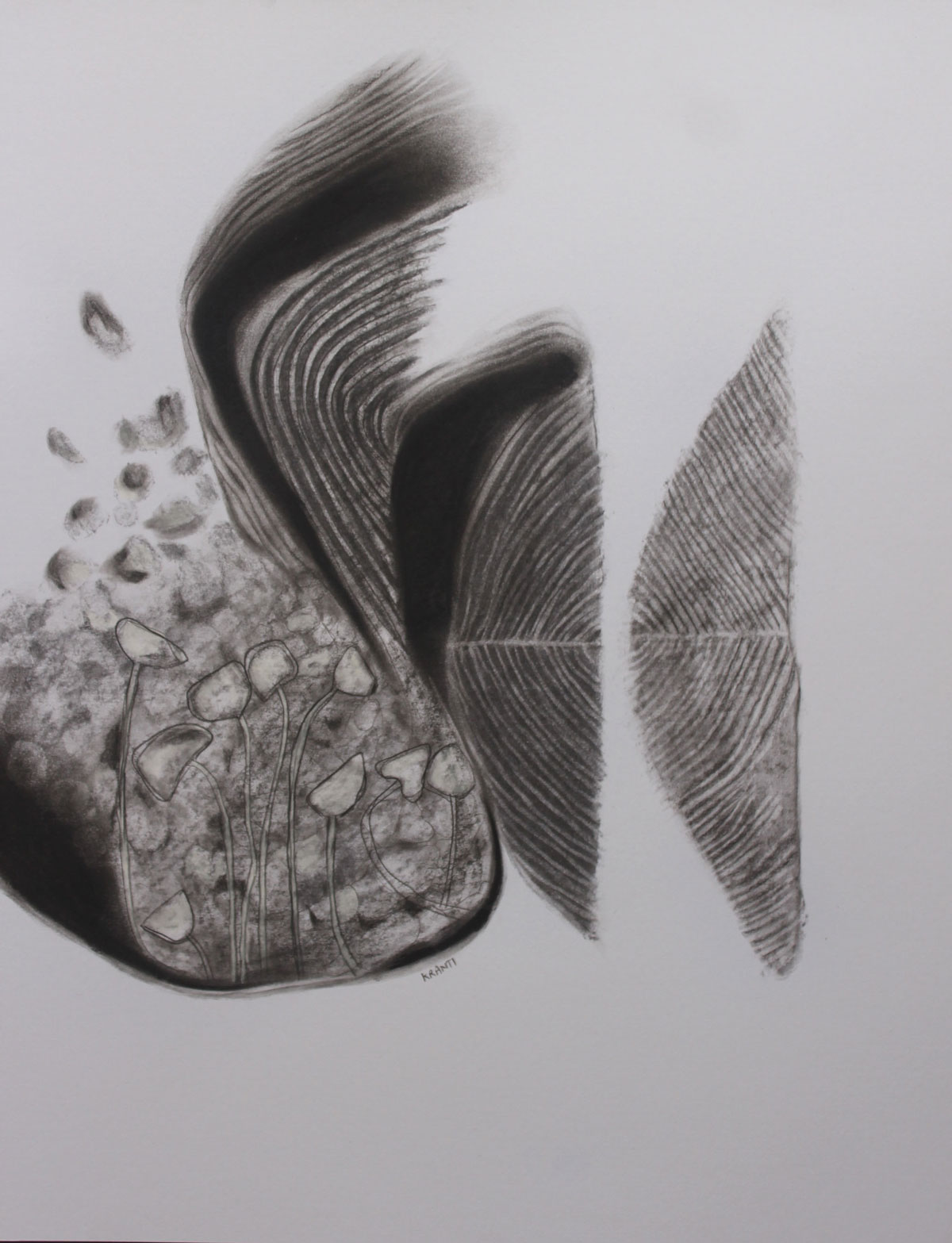 Contemporary Drawing with Charcoal on Paper "Untitled-2 (2112)" art by Kranti Bankar